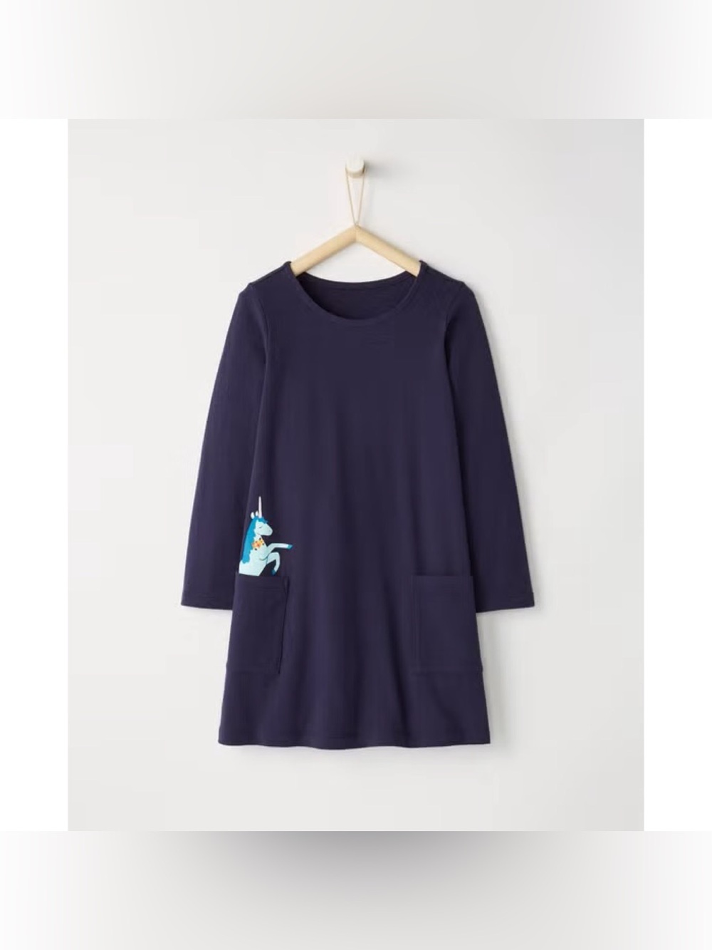 NWT Hanna Andersson Unicorn Pocket Peek Art Dress 160 cm US 14-16